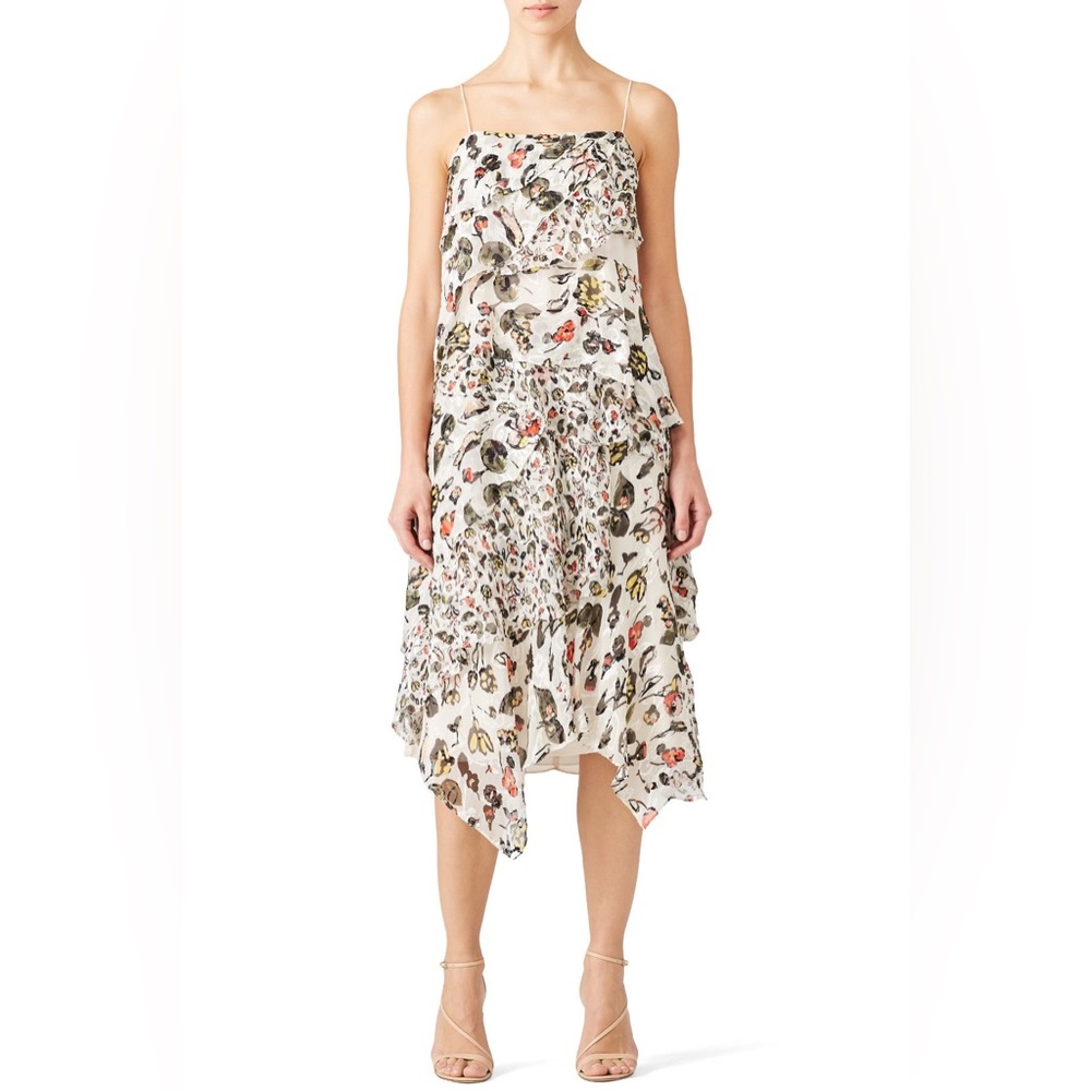 NWT Jason Wu Painterly Floral Silk Shift Dress Cream Sz0